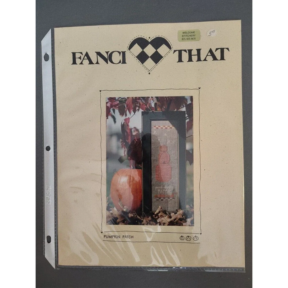 Vintage Fanci That Cross Stitch Pattern Leaflet Pumpkin Patch Primitive Fall OOP